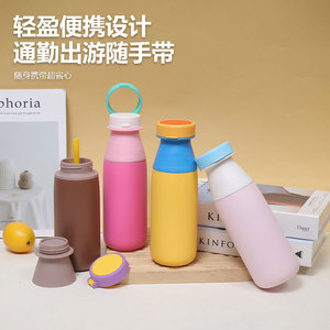 Stainless Steel Water <b>Bottle</b> 500ml Double Wall Vacuum Insulated With Straw For Kids Travel Use - Product Image 5
