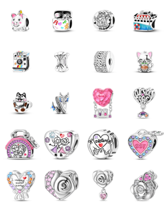 Pendentifs Breloques Zircon Thème Rose Mignon Douze Signes du <span class=keywords><strong>Zodiaque</strong></span> Forme Cœur Plaqué Argent pour Unisexe Usage Quotidien Accessoires de Bijoux DIY - Product Image 2