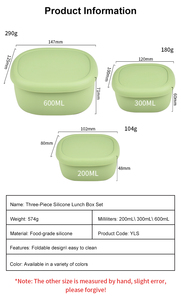 Silicone <b>Lunch</b> Box Bento With Lid Food Storage Container <b>Set</b> Nesting Leakproof Microwave Safe - Product Image 2