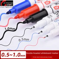 Marqueur effaçable double pointe 0,5 mm / 1 mm, noir et rouge, pour tableau blanc, idéal pour les enseignants