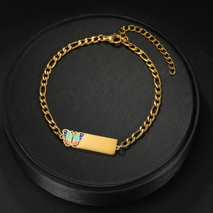 Pulsera de Cadena de Acero Inoxidable con Diseño de Goteo de Aceite Creativo, Pulsera de Moda Chapada en Oro, Joyería Personalizable - Product Image 3