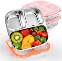 Assiettes pour tout-petits en acier inoxydable avec couvercles, assiettes divisées pour bébés pour le contrôle des portions, compatibles micro-ondes et lave-vaisselle, faciles à nettoyer, plateaux repas