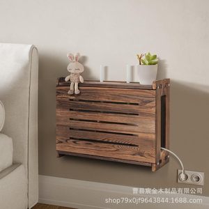 Wooden <b>Router</b> Storage <b>Box</b> Wall Mounted No Drill Bracket For Modem Tv Set Top <b>Box</b> Wireless Devices - Product Image 2