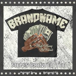 เสื้อยืดผู้ชายทรงโอเวอร์ไซส์ ผ้าฝ้ายเนื้อหนา พิมพ์ลายสกรีนแบบหนา สไตล์ทางการ ลายพื้นสีพื้น  ด้วยเทคนิคการฟอกสีแบบ Acid Wash  ไซส์พลัส - Product Image 2