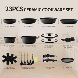 Cooking Pots And Pans Glass Lids Bakelite Handles Dishwasher Oven Safe for Gas <b>Induction</b> Stoves Forged Ceramic <b>Cookware</b> <b>Set</b> - Product Image 2