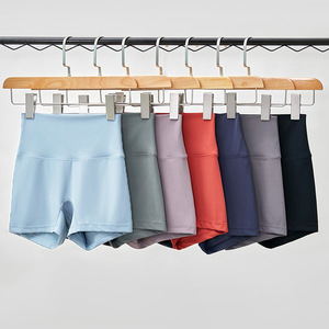 Quần short thể thao Ba phần tư cạp cao cho nữ quần legging yoga không đào chữ T phong cách mới có tính năng nâng hông Spandex/nylon màu trơn - Product Image 4