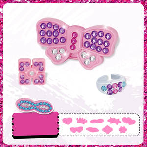 JH Girl DIY 9 pcs Little Jewel Rings Set di gioielli per bambini Toy Dress Up Rings Treasure Box - Product Image 3