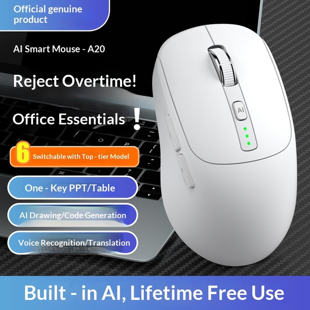 AI Voice Wireless Mouse, Smart Translation Silent Mouse, Support Writing PPT Drawing for Desktop Laptop