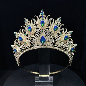 Couronne <span class=keywords><strong>de</strong></span> mariée <span class=keywords><strong>de</strong></span> luxe en cristal vert, diadème vintage en strass doré, accessoires <span class=keywords><strong>de</strong></span> cheveux pour concours <span class=keywords><strong>de</strong></span> beauté, diadème <span class=keywords><strong>de</strong></span> <span class=keywords><strong>reine</strong></span> pour mariée et fête - Product Image 4