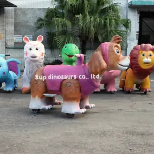 コイン式恐竜スクーターを備えた遊園地の恐竜の乗り物ショッピングモール用のカスタマイズされたテーマパークの電気動物の乗り物