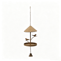 Mangeoire à oiseaux suspendue vintage personnalisable en métal avec cloche et ornement d'oiseau, décoration en fer pour jardin et véranda