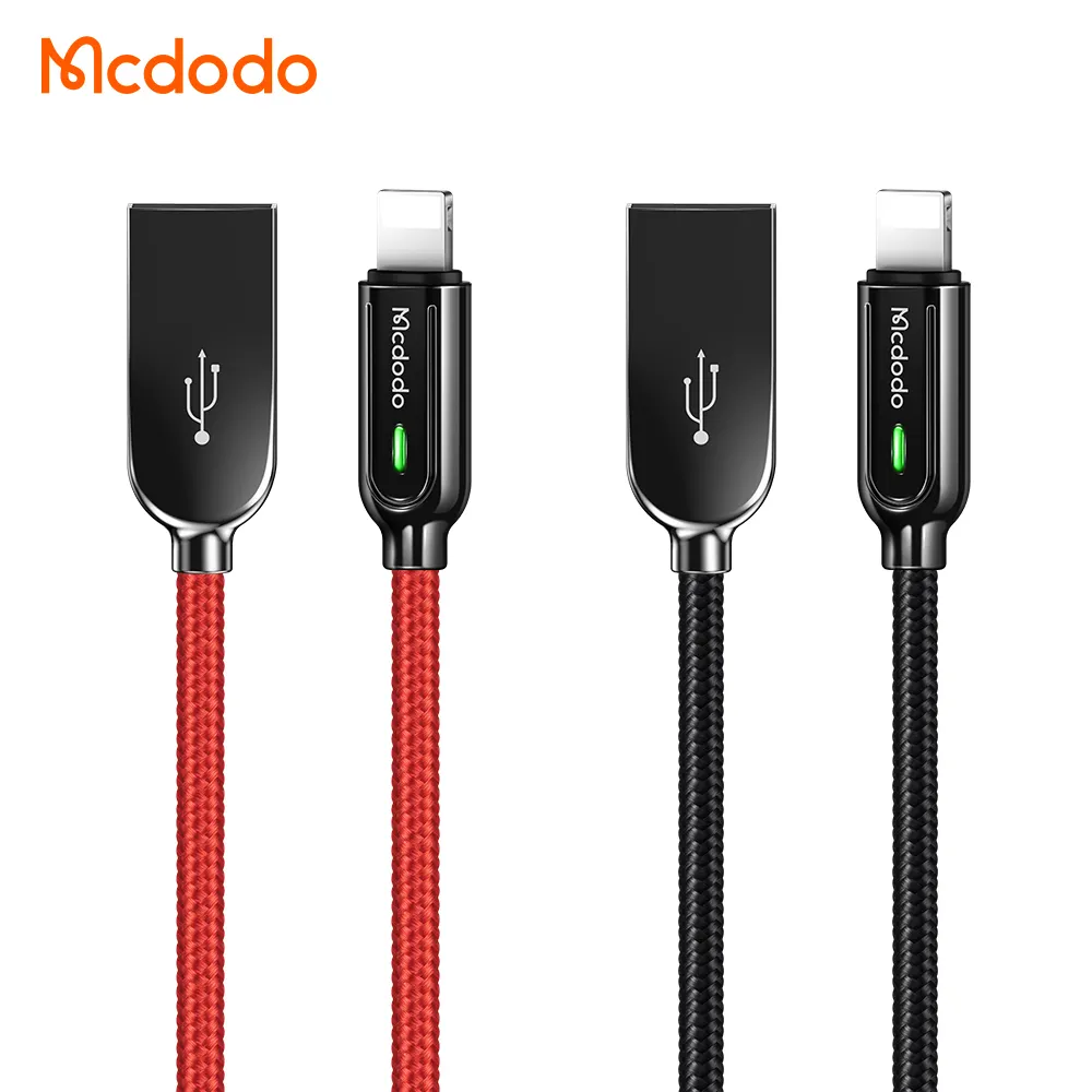 Mcdodo 1.2M 1.8M 빠른 배달 듀얼 LED 스마트 케이블 자동 분리 자동 전원 끄기 USB 빠른 충전 데이터 케이블 아이폰