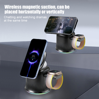 Chargeur de téléphone portable sans fil multifonctionnel avec lumière RGB pliable et support de charge rapide portable 3 en 1