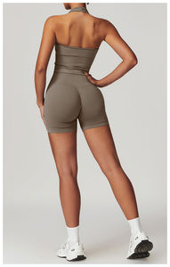 Sportbekleidung Yoga Activewear Workout-Sets Fitness Damen 3-teiliges Set Neckholder-BH Reißverschluss-Jacke Hochgeschnittene Leggings Lauf-Sportanzüge - Product Image 6