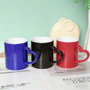 <span class=keywords><strong>Tasse</strong></span> en céramique 11 oz promotionnelle avec poignée cœur magique, sublimation, changement de couleur, impression par transfert thermique, surface mate - Product Image 1