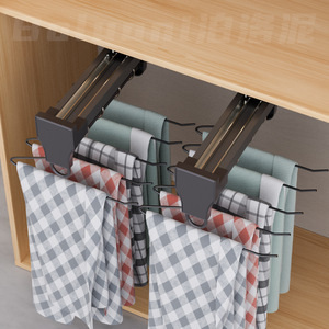Porte-vêtements télescopique rectangulaire, organisateur de rangement extractible pour placard, design minimaliste, type à insertion par boulons Y06B - Product Image 1