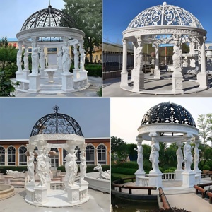 أجنحة حديقة رخامية طبيعية مخصصة في الهواء الطلق نحت صناعي أجنحة أعمدة رومانية ديكور فيلا - Product Image 5