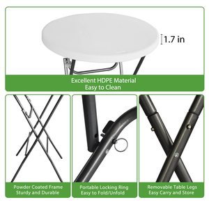 Wholesale 4ft Round Portable <strong>Folding</strong> <strong>Card</strong> <strong>Table</strong> Indoor Outdoor Plastic Garden Foldable Picnic Party Dining Bar <strong>Table</strong> for Events - Product Image 3