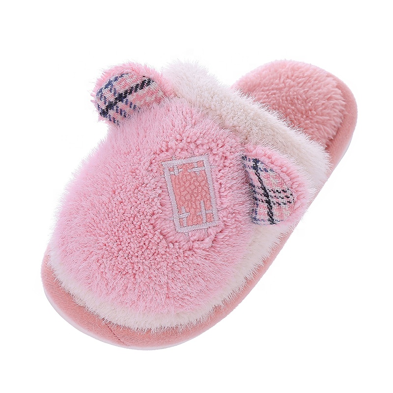 Детские хлопковые тапочки на осень и зиму, плюшевые утепленные теплые домашние тапочки с мультяшным рисунком для детей, домашние Нескользящие тапочки