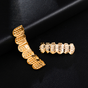 Grilles dentaires personnalisées Hip Hop Bling pour femmes et hommes, 6 dents simulées, haut et bas, serties de diamants, bijoux corporels, bijoux dentaires personnalisés - Product Image 6