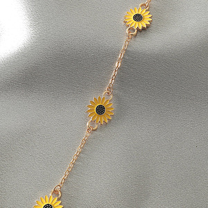 Nieuwe Olie Druipende Zonnebloem Epoxy <span class=keywords><strong>Design</strong></span> Enkelband Persoonlijkheid Mode Go'l'd Daisy Glazuur Strand Voet Ketting Enkelbanden - Product Image 5