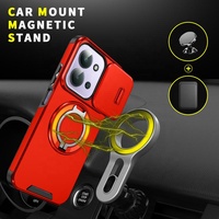 Pour Xiaomi Redmi 15C étui de protection de qualité militaire protège la béquille magnétique support de voiture porte-anneau coque de téléphone rouge