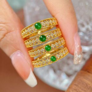 Xinfly INS Custom 18K Yellow Gold Natural Diamond <b>Ring</b> Classic Style <b>Jade</b> Fine Jewelry for Wedding Parties - Product Image 1