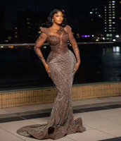 S2456Y Nouvelle Arrivée 2026 Robe de Soirée Sirène Haute Couture en Cristal avec Manches Fantôme Ornées de Paillettes pour Femme