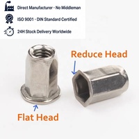Vente en gros d'écrous à riveter métriques M4-M8 à tête hexagonale complète, anti-rotation, en acier inoxydable SS304, à tête plate, pour l'automobile