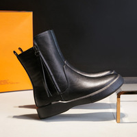 Bottes décontractées mi-mollet à lacets et semelle plate pour femme, style rétro avec pompons, pour l'automne et l'hiver