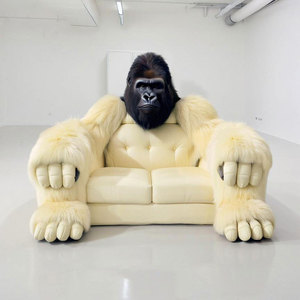 เก้าอี้หนังสีดำ Y810ลายกอริลลาจิ้งจอกเก้าอี้พักผ่อนหรูหราโรงแรมวิลล่าพนักงานต้อนรับงานศิลปะเก้าอี้นุ่มลิงชิมแปนซี - Product Image 2