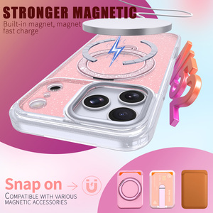 <span class=keywords><strong>Coque</strong></span> transparente anti-chute avec support rotatif magnétique en titane pour iPhone 18 Pro Max, 17 Pro et 16 Plus – Nouveauté - Product Image 2