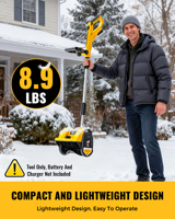 Pelle à neige pour allée 12 pouces, alimentée par batterie 20V, avec portée de 20 pieds et lumière LED pour les marches et les allées