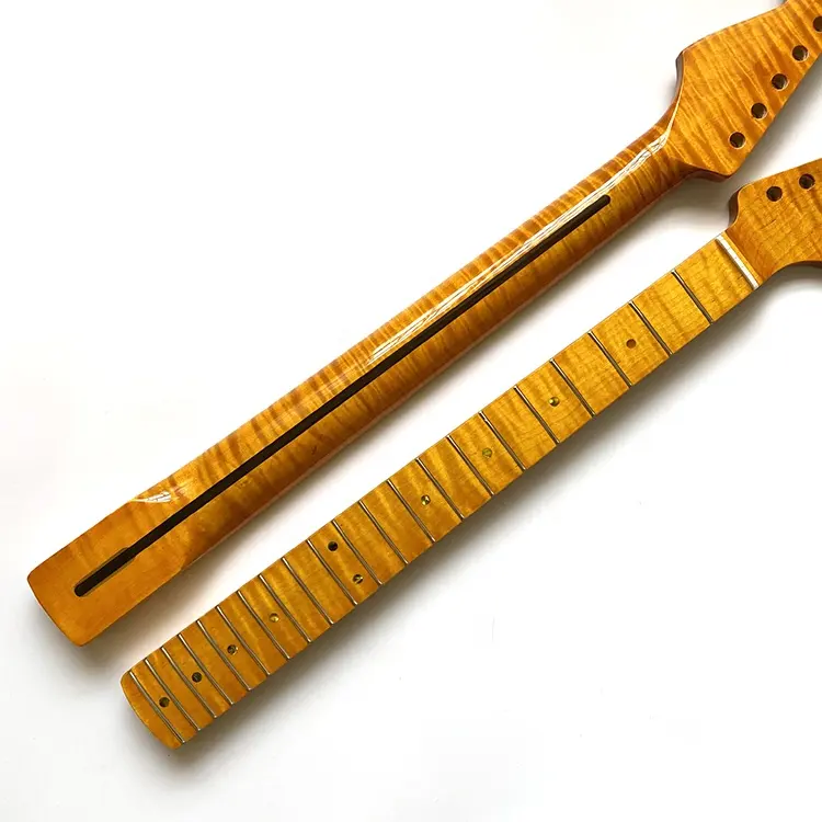 סיטונאי בציר צהוב 21 Frets ST TL גיטרה חשמלית צוואר החלפת טייגר להבת מייפל צוואר גיטרה