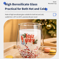 Gobelet en verre à double paroi pour Noël, globe à neige, paillettes, Père Noël, sapin, renne, gnome, tasse à café de fête, cadeau, vente en gros