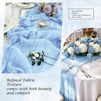 Lot de 10 chemins de table en gaze de coton bleu clair, style bohème rustique, semi-transparents, pour la décoration de table à manger