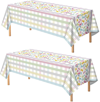 Pastellfarbene Hasen-Blumenmuster Tischdecke Rechteckig Wasserdicht Einweg-Plastik Party-Tischdecke für Ostern Frühling Kindergeburtstag