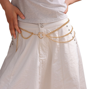 สร้อยคอเอวผู้หญิงหลายชั้น จี้รูปหัวใจ โลหะผสมสังกะสี สไตล์ฮิปฮอป สำหรับใส่ทุกวัน - Product Image 3