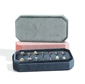 Customized Logo Luxury Velvet Earring Ring <b>Jewelry</b> Box Multiple Rings <b>Jewelry</b> Display <b>Tray</b> Packaging Storage Box - Product Image 6