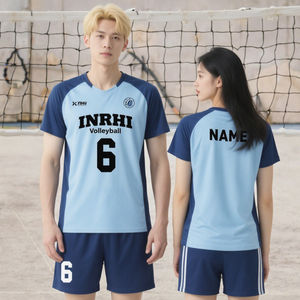 Conjunto de uniforme de voleibol personalizado camiseta de voleibol unisex sublimación azul y amarillo para equipos - Product Image 5