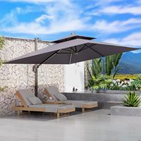 Parasol de jardin rectangulaire surélevé 10' x 13' double face moderne robuste à rotation 360°