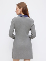 Robe polo en tricot gris style preppy Joydressing, col contrasté à carreaux, manches longues, mini-robe pour femmes, vêtements de bureau, vente en gros