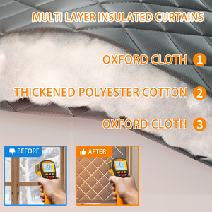 Couverture de fenêtre isolante thermiquement avec velcro plus large de 1,5 pouce pour une <span class=keywords><strong>isolation</strong></span> contre les courants d'air, économie d'énergie, gris pour <span class=keywords><strong>l</strong></span>'hiver - Product Image 5