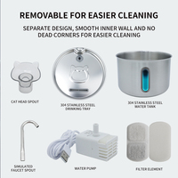 Distributeur d'eau intelligent pour animaux de compagnie 2,2 L, 2 modes de débit d'eau, filtration multi-étapes pour une eau purifiée, construction en acier inoxydable 304