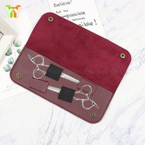 Personalized PU Leather Durable Foldable Lightweight Scissor Pouch Bag Professional Barber Scissors Display Holder Case - Product Image 3
