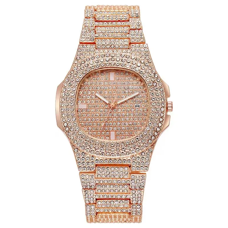 star inlaid diamond with calendar quartz women's watch simple fashion leisure multi-functional watch