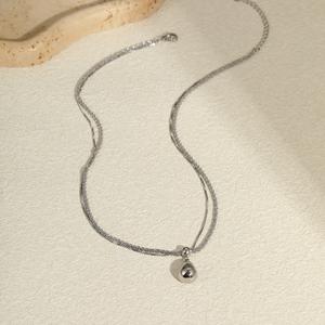 เครื่องประดับทองกันน้ำใหม่ของขวัญผู้หญิงจี้หยดน้ำสองชั้นสร้อยคอสแตนเลสสำหรับทุกวัน - Product Image 4