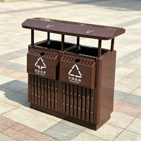 Poubelle de tri extérieure en acier à double compartiment, résistante aux intempéries, 2-en-1, pour collecte de déchets et de recyclage, idéale pour les zones communautaires et les zones touristiques