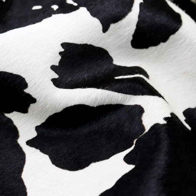 custom black and white genuine leather cowhide material designer leather fabric for clothing