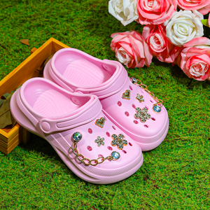 Kaymaz yaz çocuklar EVA kayma-on ayakkabı Rhinestone süslenmiş bebek ayakkabısı kız inci zincir çiçek-düz takunya - Product Image 4